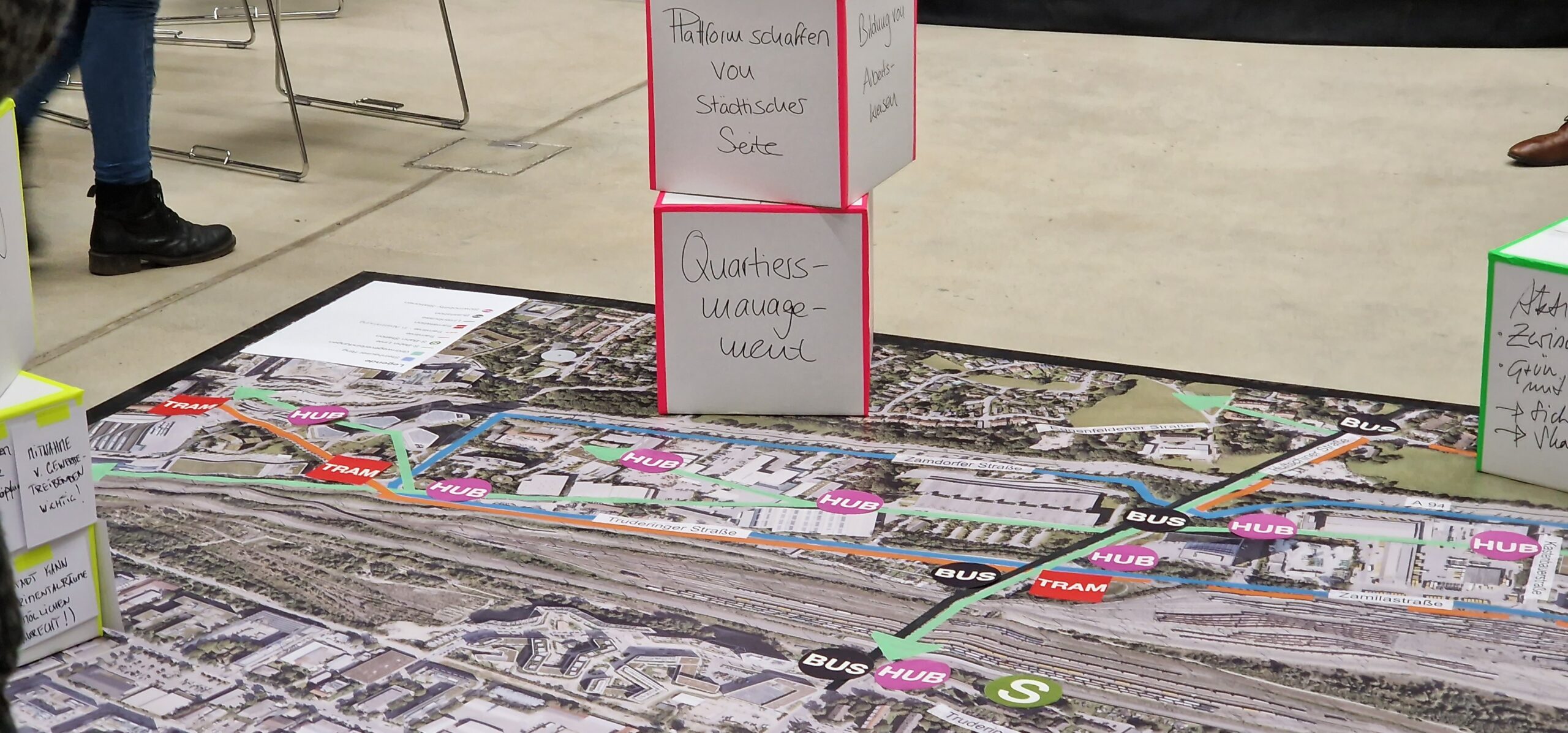 Large map with labeled white blocks.