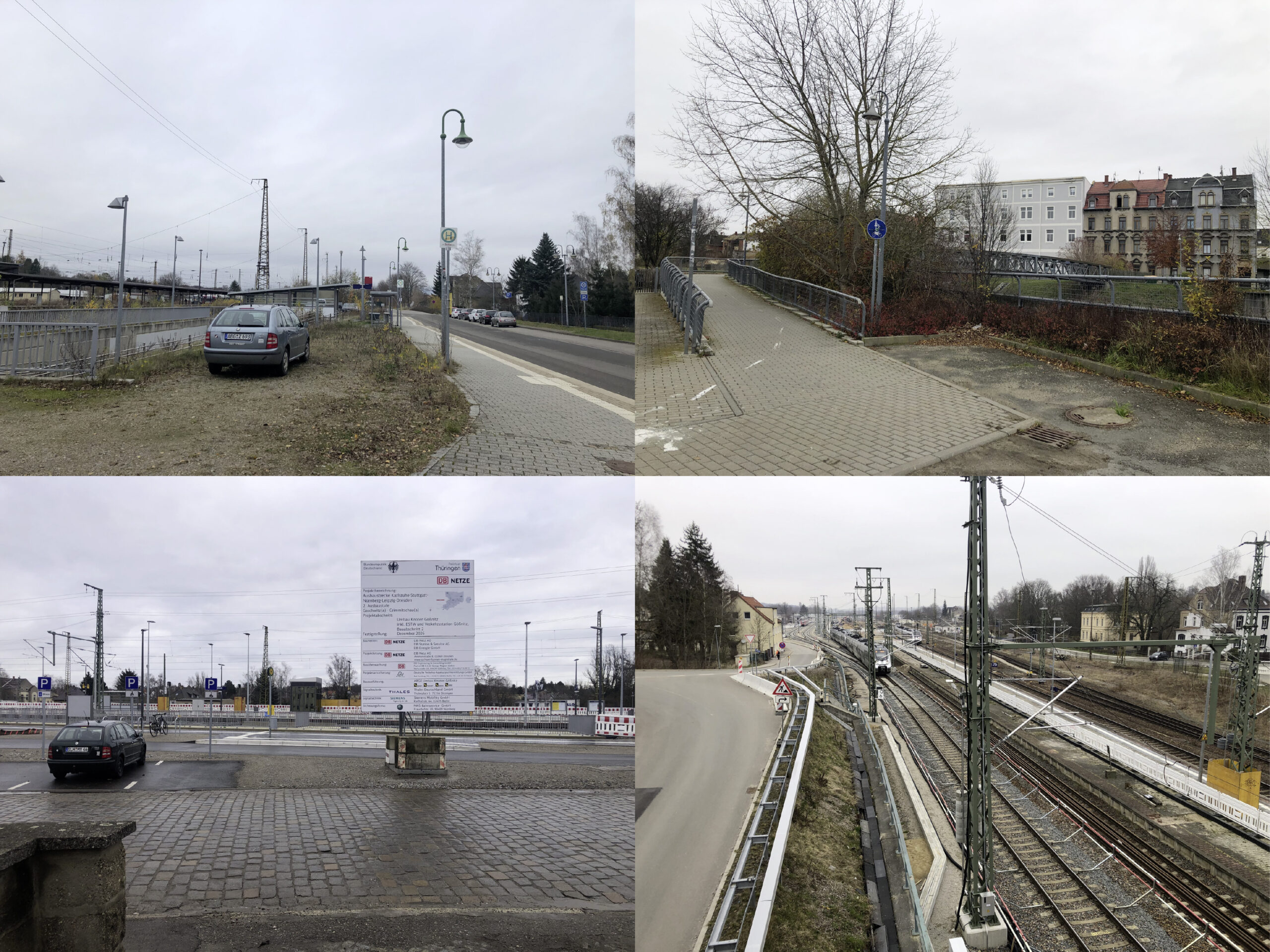 Eine Collage unterschiedlicher Ankunftssituationen von Bahnhöfen.
